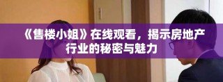 《售楼小姐》在线观看，揭示房地产行业的秘密与魅力
