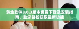黄金软件3.0.3版本免费下载及安装指南，助您轻松获取最新功能