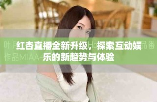 红杏直播全新升级，探索互动娱乐的新趋势与体验