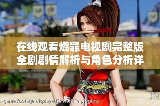在线观看燃罪电视剧完整版全剧剧情解析与角色分析详细介绍