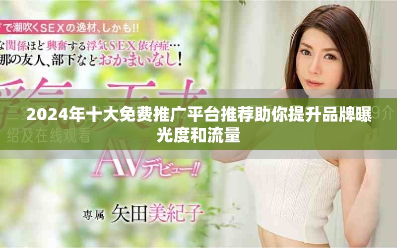 2024年十大免费推广平台推荐助你提升品牌曝光度和流量